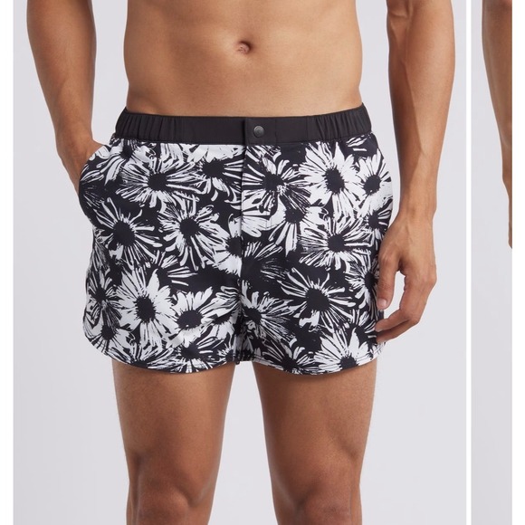 Chubbies The Resort Swim Trunks Shorts Mens XL Black White Flower 4" Mesh Liner - Picture 2 of 15
